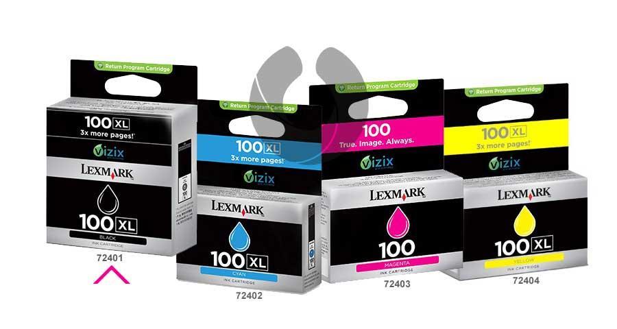 Tinteiro Lexmark 100XL 14N1068E Preto Ref 72401