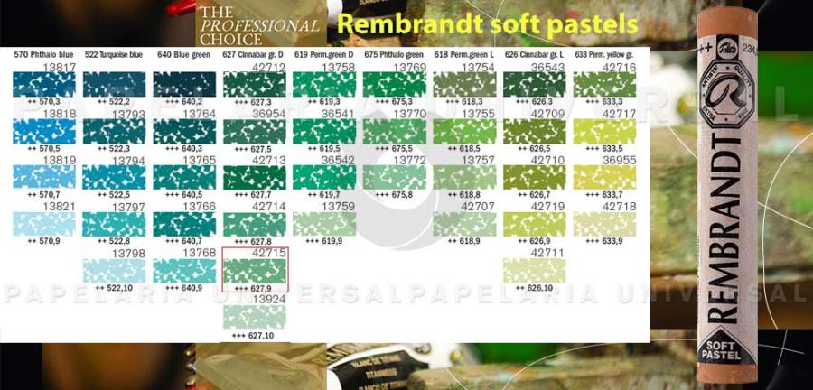 Lápis Pastel Rembrandt 3199.627.09 Verde Cinabrio Escuro