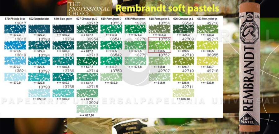 Lápis Pastel Rembrandt 3199.618.05 Verde Permanente Claro